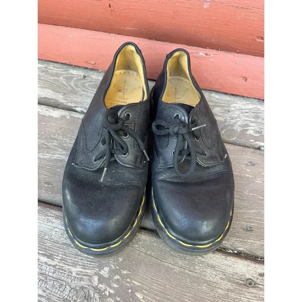 Vintage Dr Martens Original Made In England Leather Black Shoes Size Kids US 2